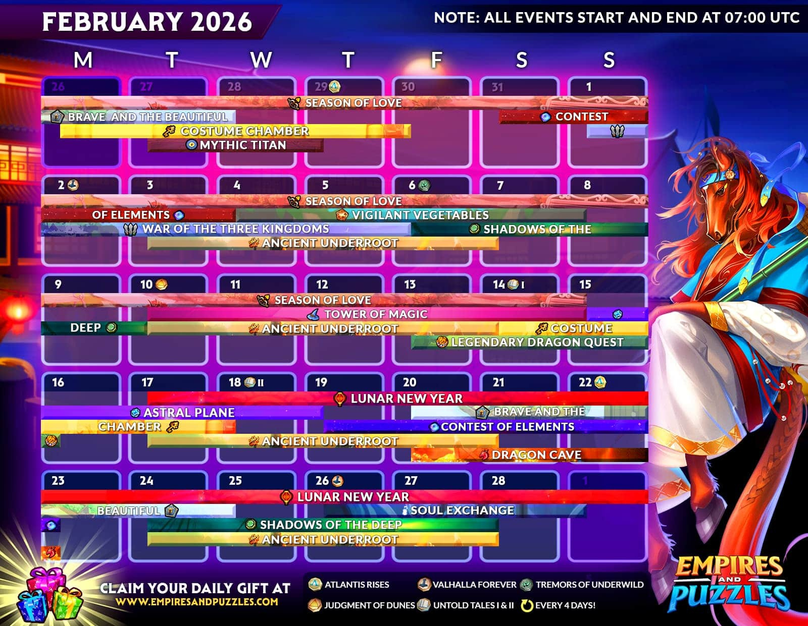 February 2026 Calendar Of Events | Empires &amp;amp; Puzzles intended for February 2026 Calendar Of Events