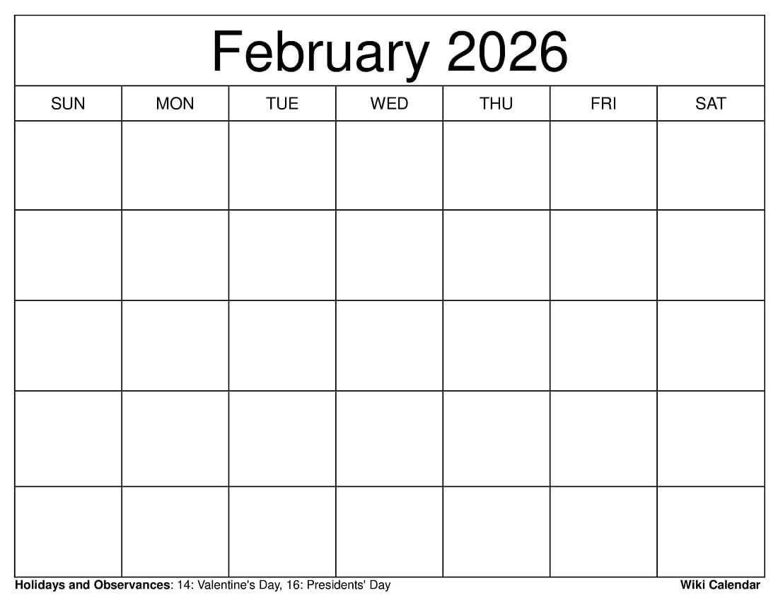 February 2026 Calendar - Printable Templates & More regarding 2026 February Calendar Printable Free