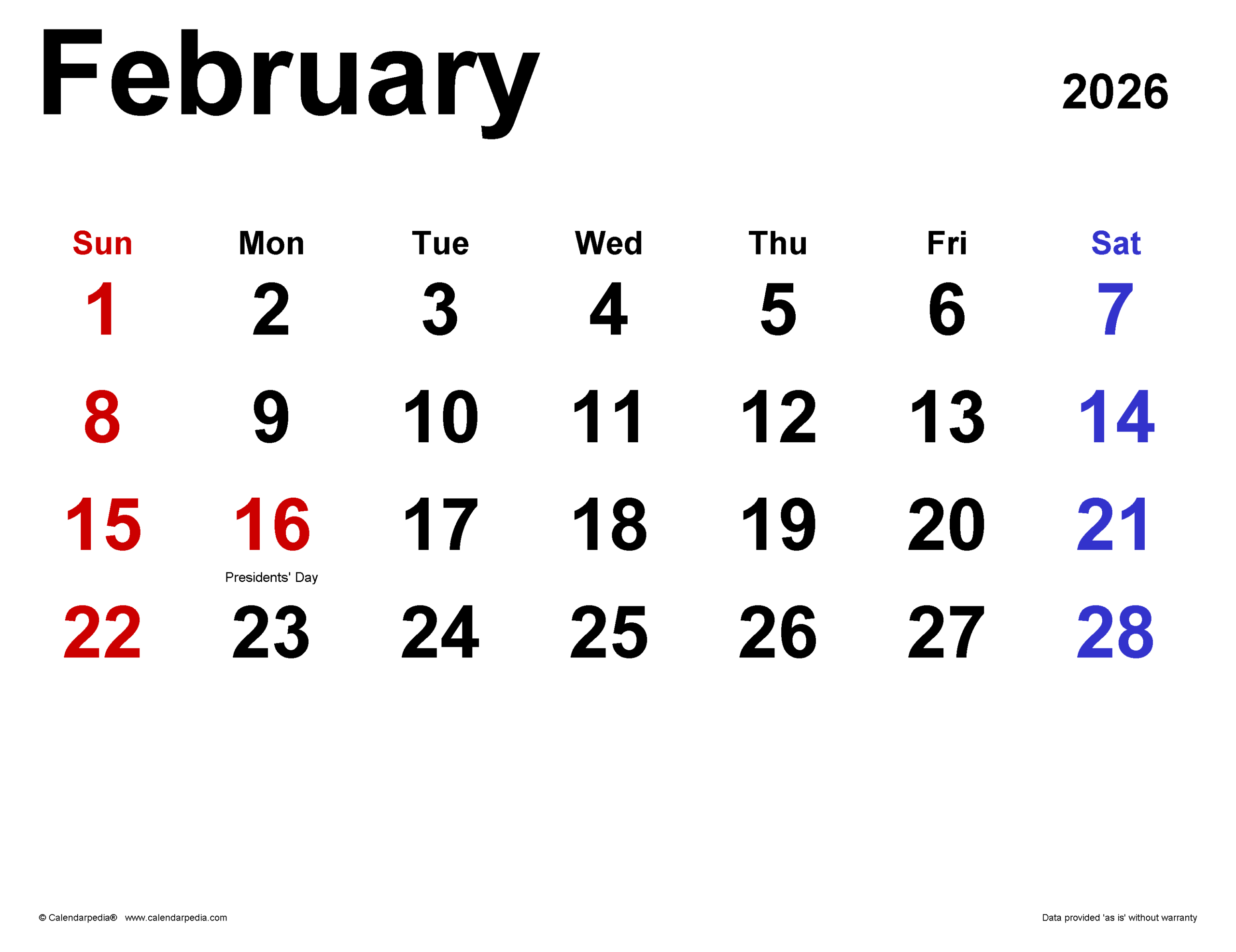 February 2026 Calendar | Templates For Pdf, Excel And Word intended for February 2026 Calendar Holidays Philippines
