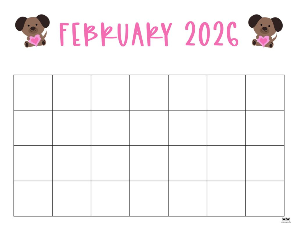 February 2026 Calendars - 150 Free Printables | Printabulls in February 2026 Calendar Printable Printabulls