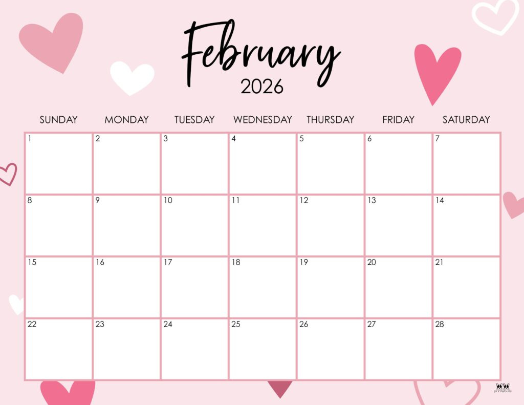 February 2026 Calendars - 150 Free Printables | Printabulls regarding February 2026 Calendar Printabulls