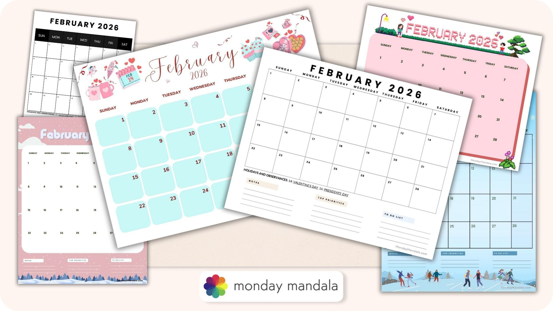 February 2026 Calendars (Free Pdf Printables) regarding February 2026 Calendar Homemade