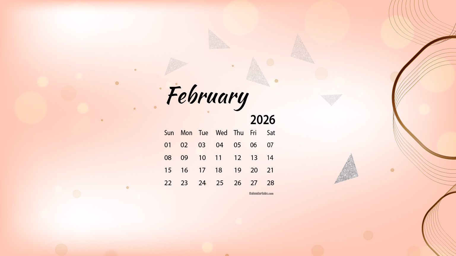 February 2026 Desktop Wallpaper Calendar - Calendarlabs pertaining to February 2026 Calendar Wallpaper