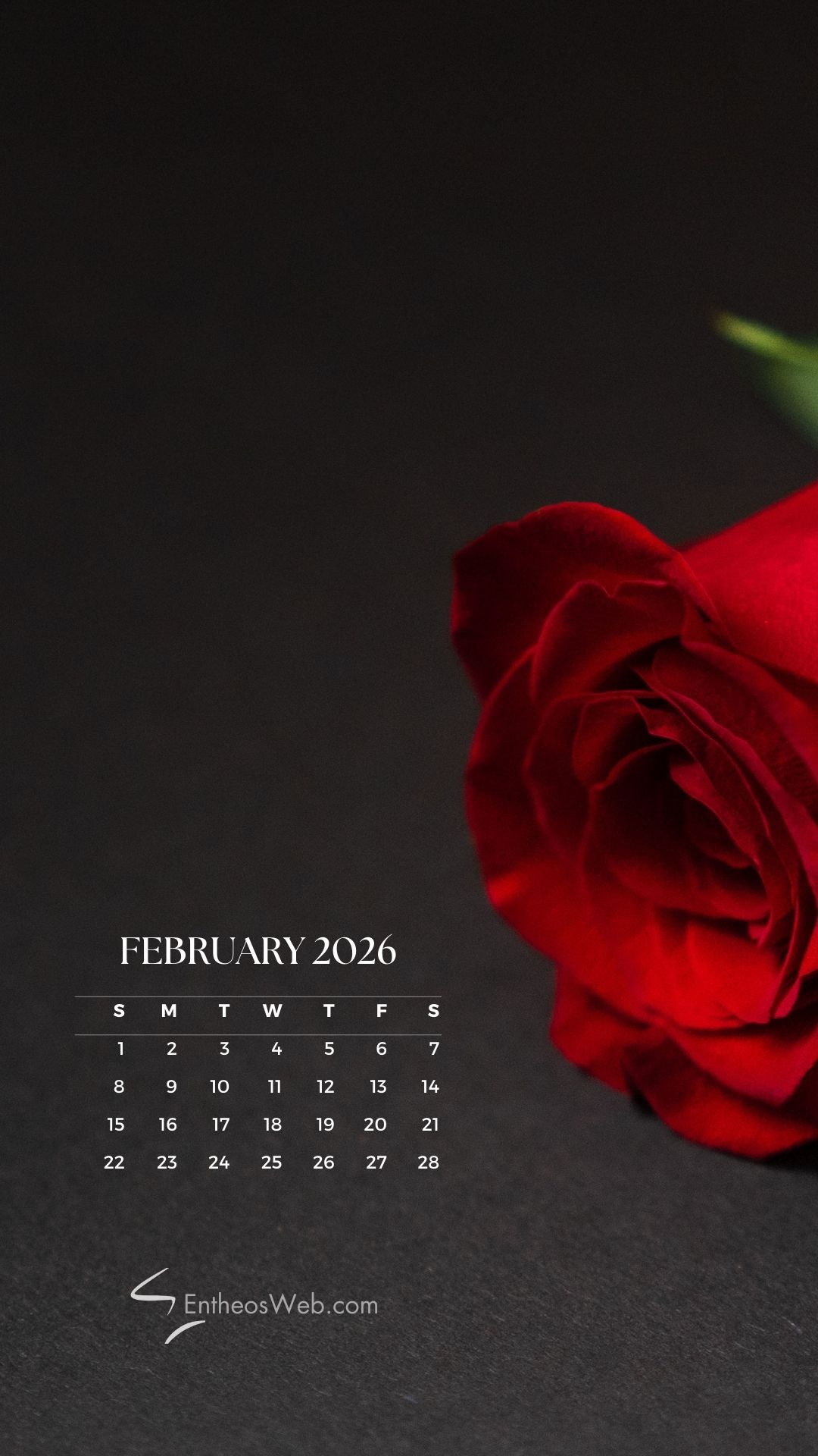 February 2026 Phone Wallpaper Calendar | Entheosweb with February 2026 Calendar Black Background