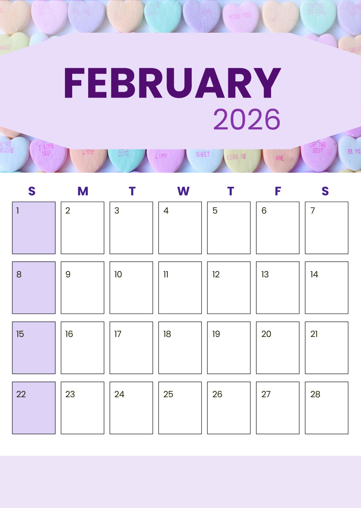 Free Blank February 2026 Planner Calendar Template To Edit Online with February 2026 Planner