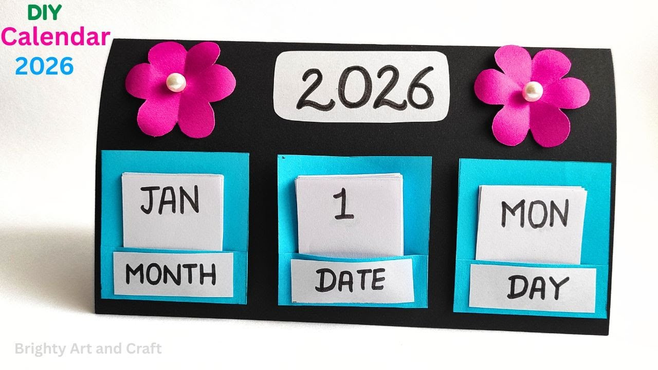 How To Make A 2026 Desk Calendar | Diy Calendar 2026 | Paper Mini Calendar  | Paper Crafts For School with February 2026 Calendar Homemade