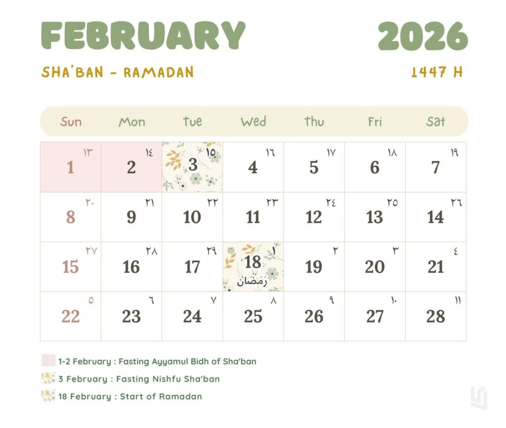 Islamic Calendar 2026 February - Hijri Calendar Pdf Free Download in February 2026 Calendar Islamic