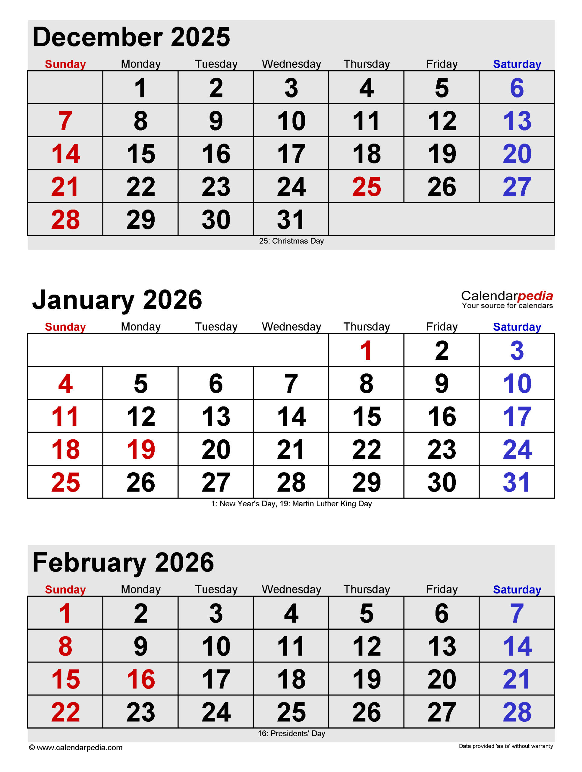 January 2026 Calendar | Templates For Pdf, Excel And Word with regard to Jan Feb 2026 Calendar