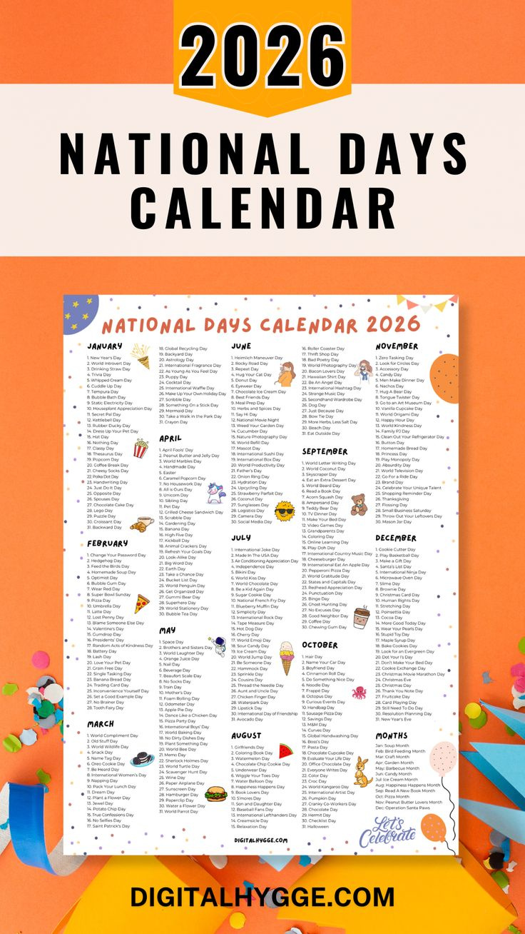 National Days Calendar 2026 Printable Pdf intended for February 2026 Calendar National Days