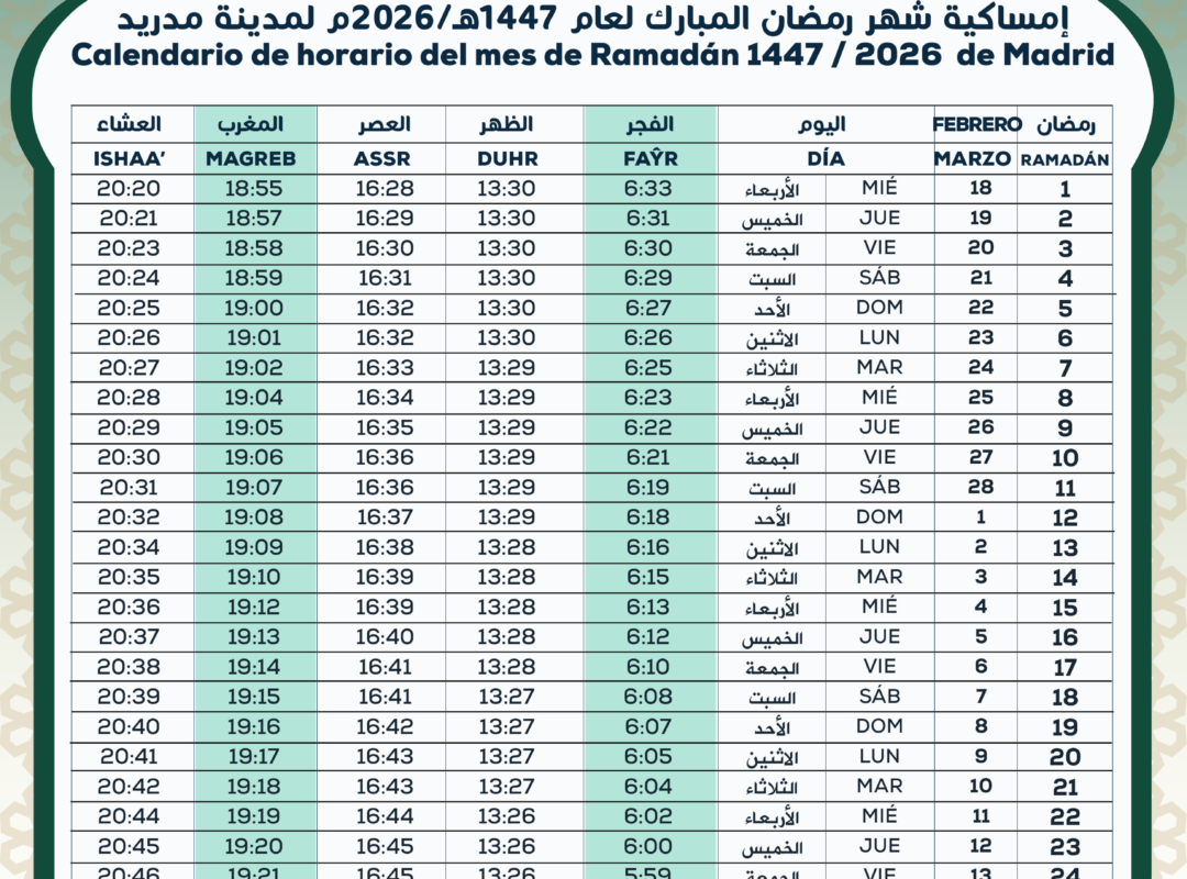 Inicio - Centro Cultural Islámico De Madrid with Los Angeles Ramadan Calendar 2026