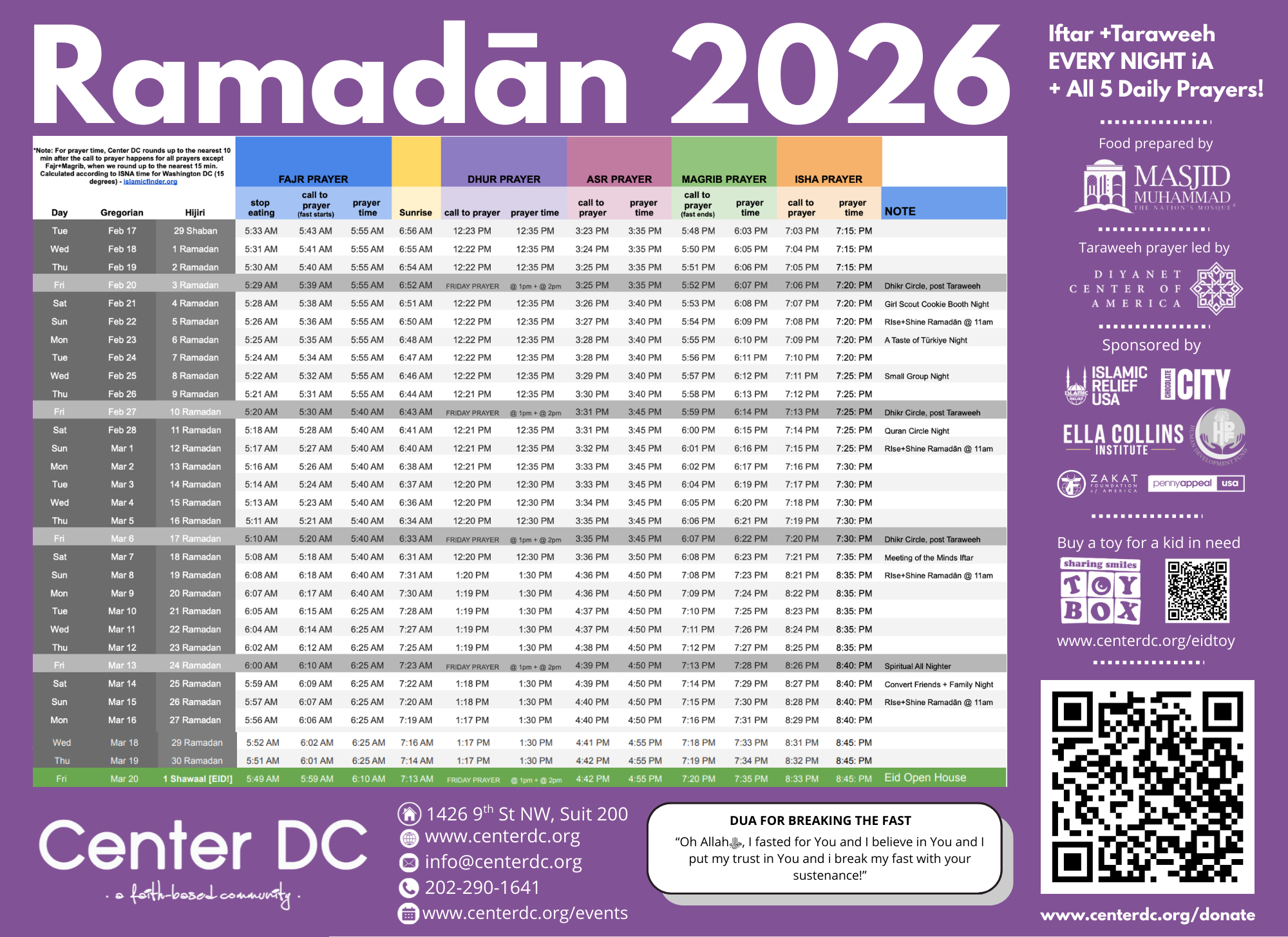 Ramadān 2026 — Center Dc regarding Ramadan Calendar 2026 Washington Dc