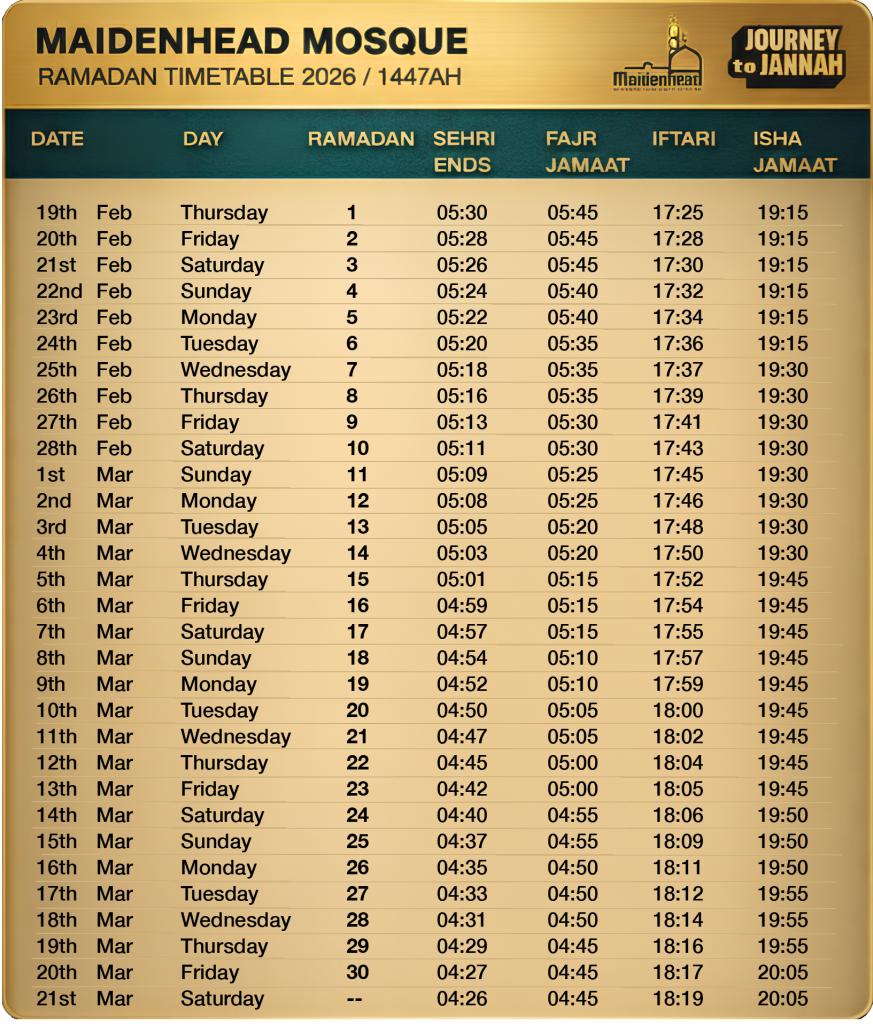 Ramadan 2026 Timetable - Journey To Jannah with regard to Ramadan Calendar 2026 For New Jersey