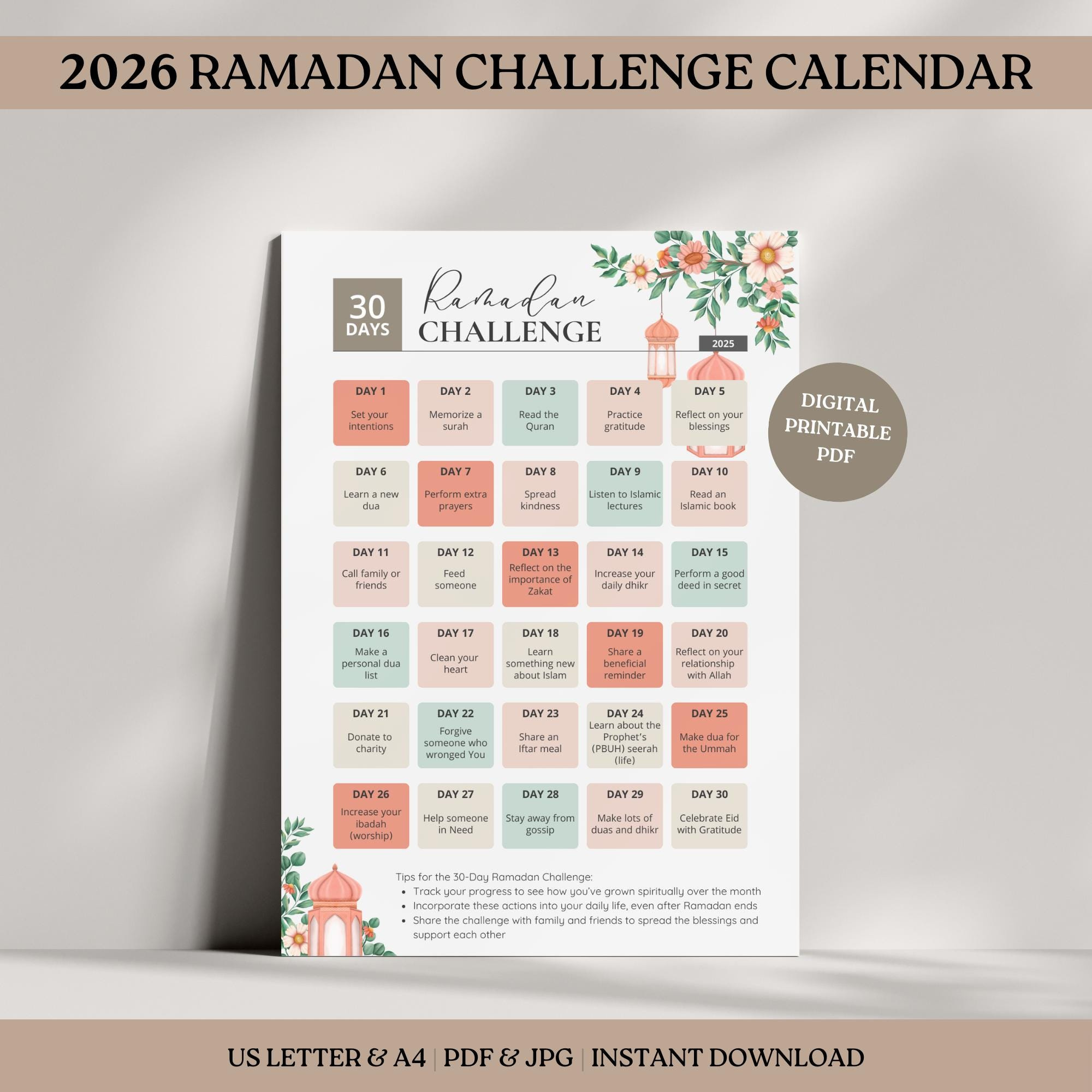 Ramadan Challenge Calendar 2026: Islamic Habit Tracker (Digital pertaining to Ramadan Calendar 2026 Illinois