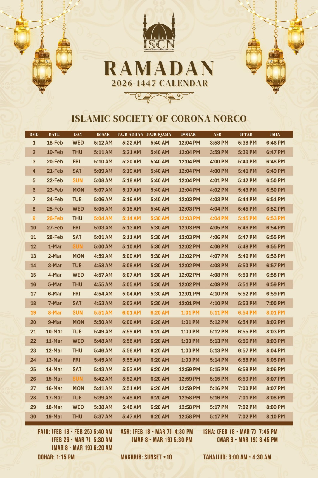 Ramadan – Islamic Society Of Corona Norco with Ramadan Calendar 2026 Boston