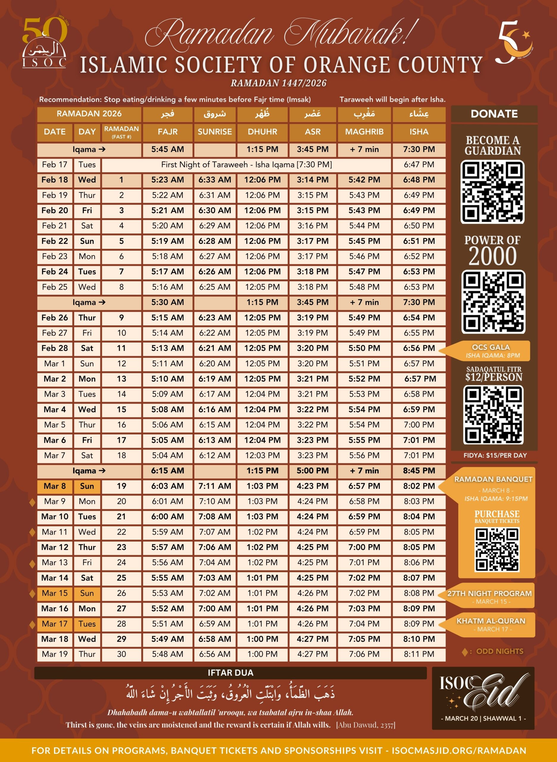 Ramadan – Islamic Society Of Orange County in Los Angeles Ramadan Calendar 2026