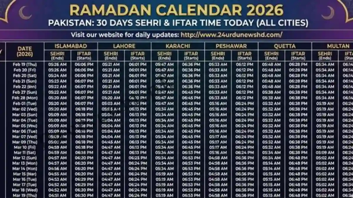 Ramadan Timetable 2026 – Sehri &amp;amp; Iftar Times Pakistan inside New York Ramadan Calendar 2026